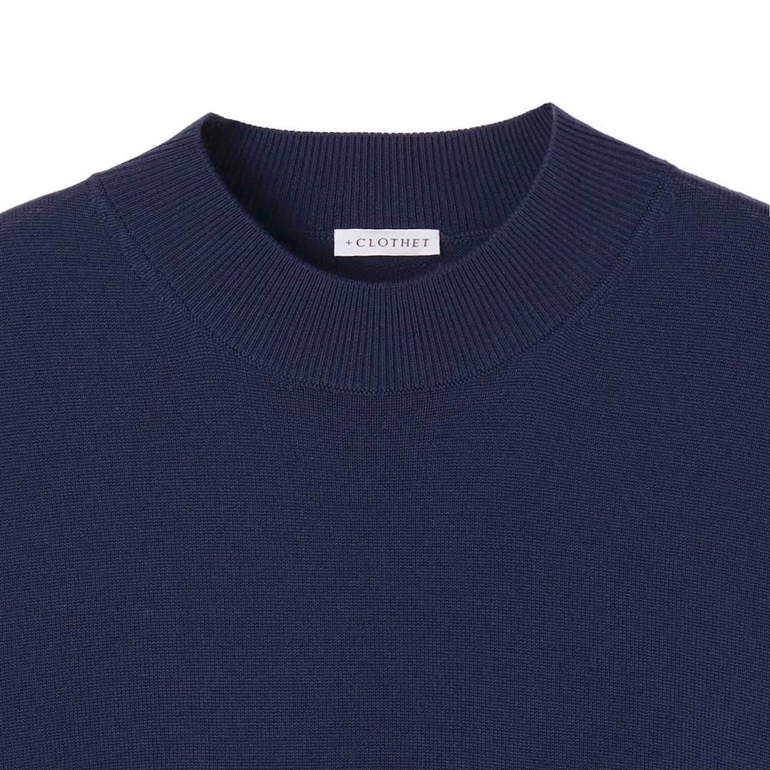 TECHWOOL🄬 Mock Neck Knit Color: Deep Blue