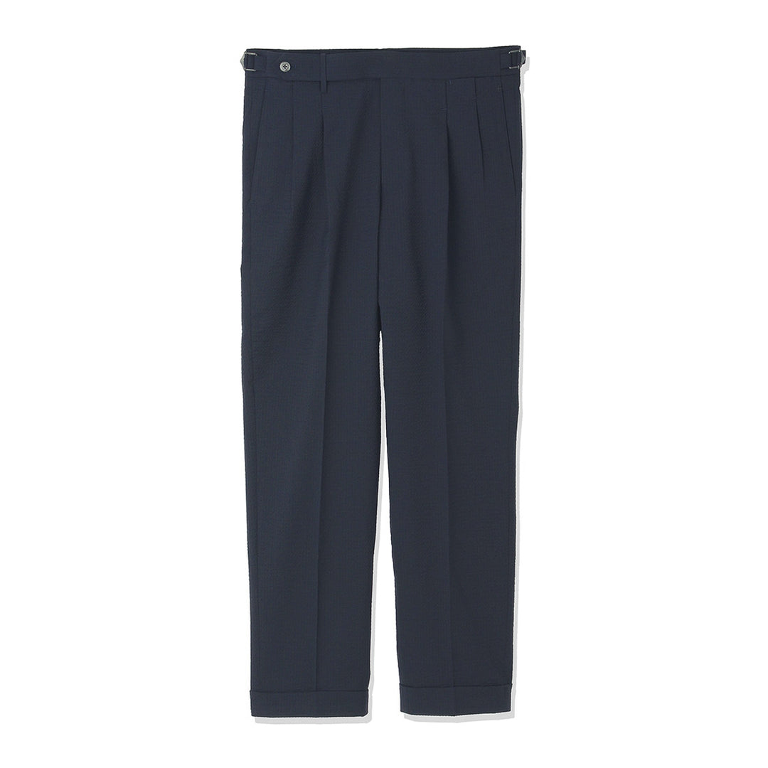 Seersucker Two Pleats Trousers Color: Navy Stripe