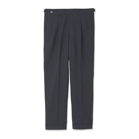 Seersucker Two Pleats Trousers Color: Deep Navy