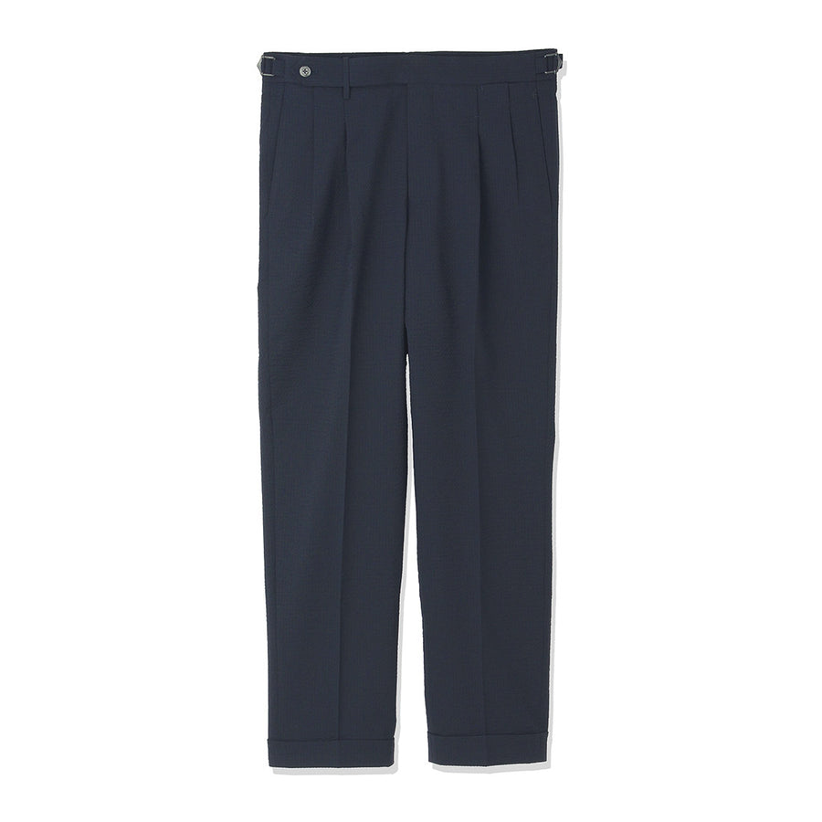 Seersucker Two Pleats Trousers Color: Deep Navy
