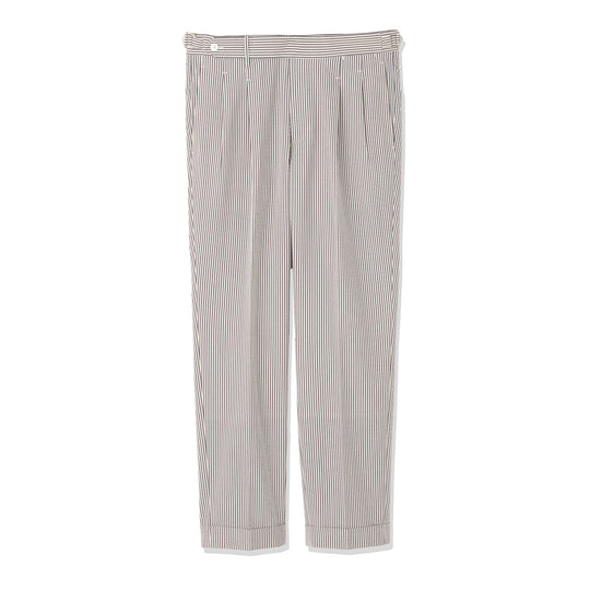 Seersucker Two Pleats Trousers Color: Navy Stripe