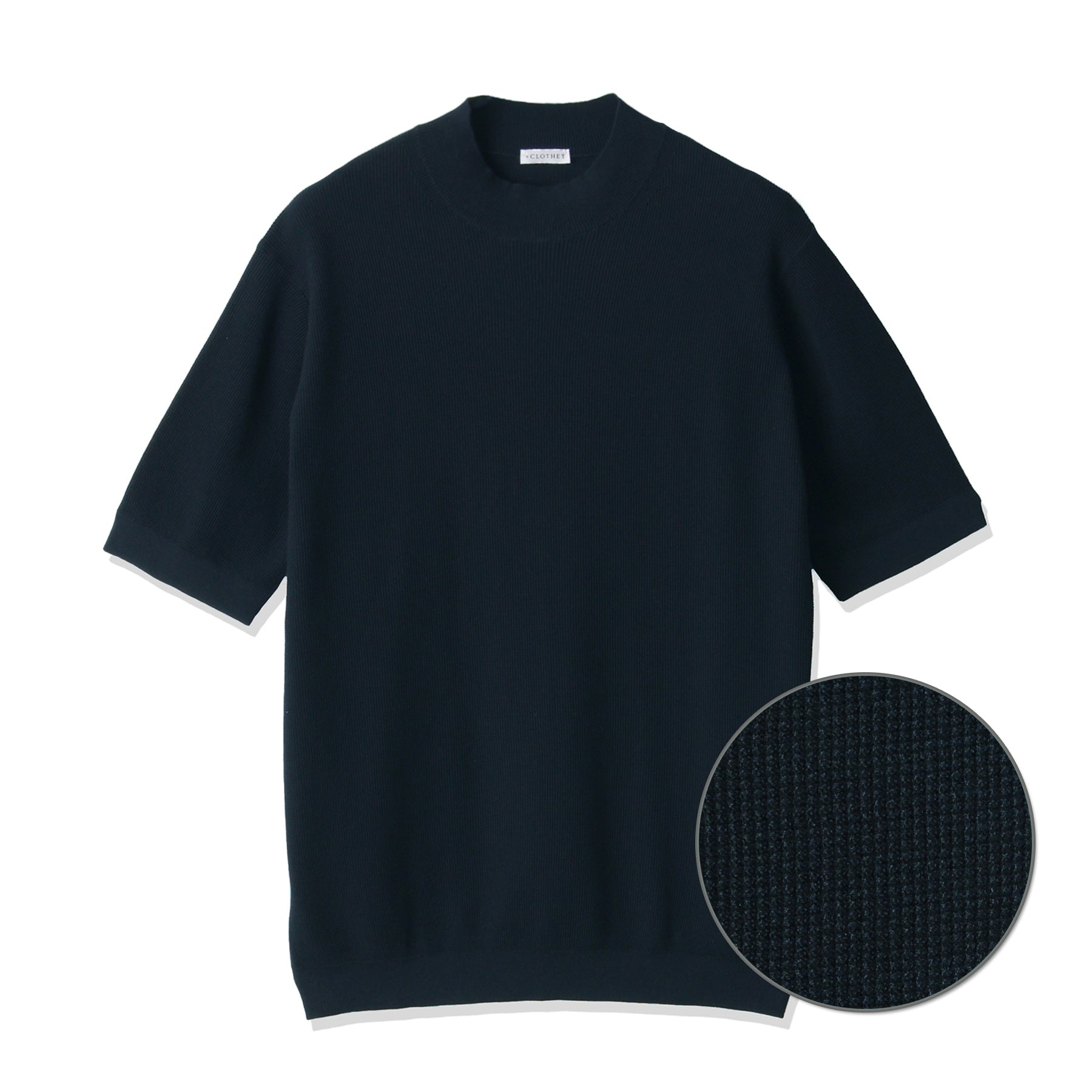 Mock Neck Knit T-shirt Color: Slate Blue