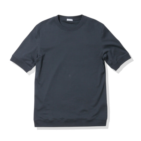 Tailored Ribbed Hem T-shirt Color: Navy