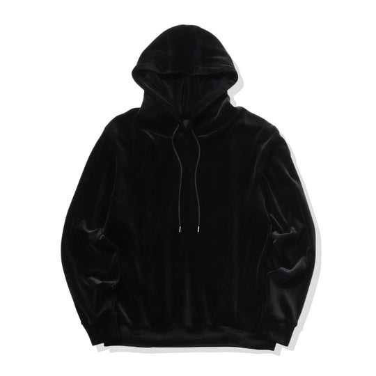 Velour Pull Over Hoodie Color: Black
