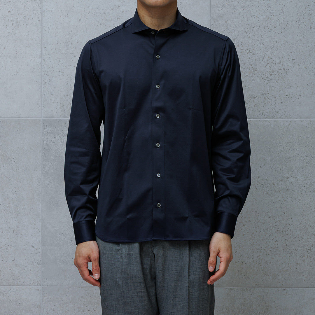 GIZA45 Horizontal Collar Shirt: Navy
