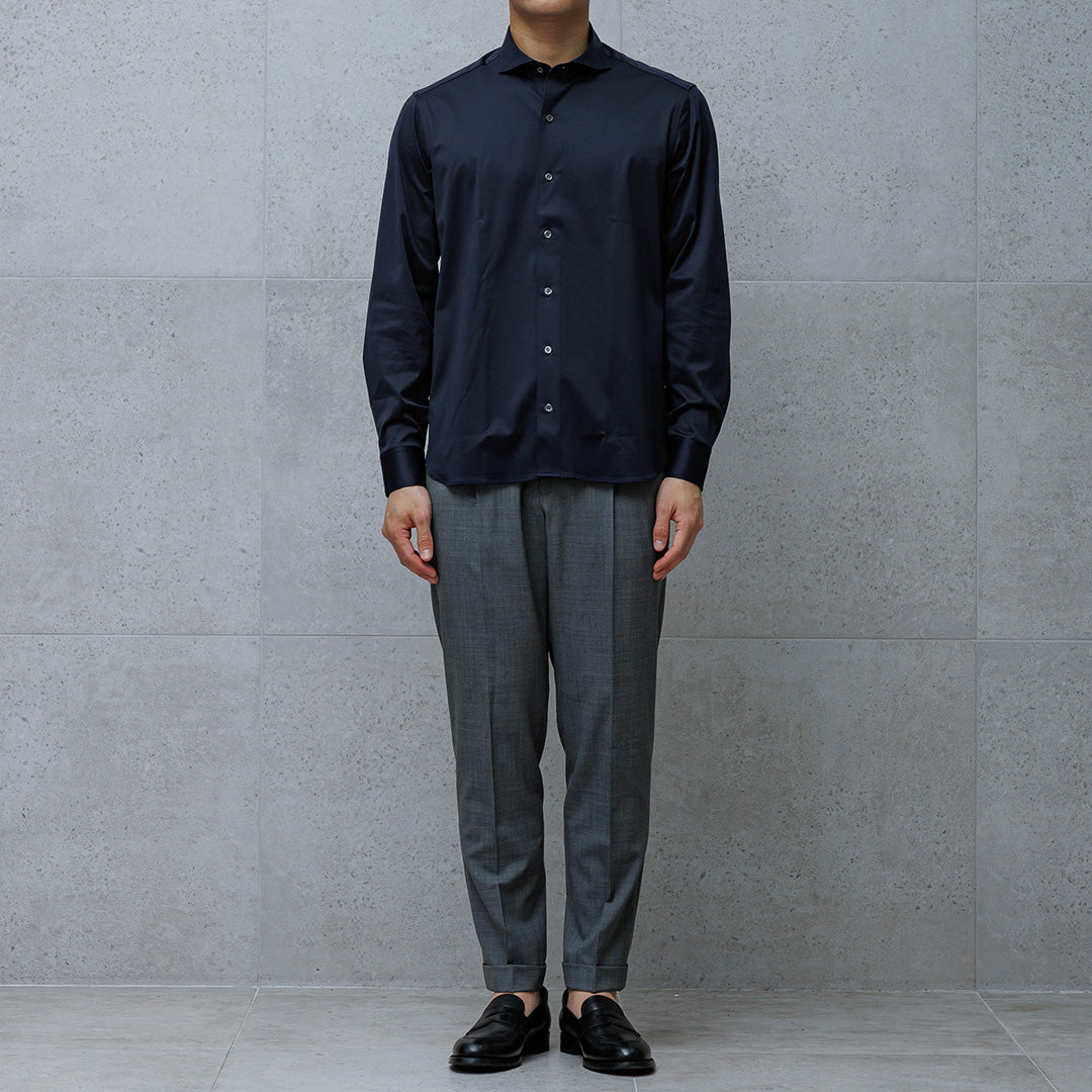 GIZA45 Horizontal Collar Shirt: Navy