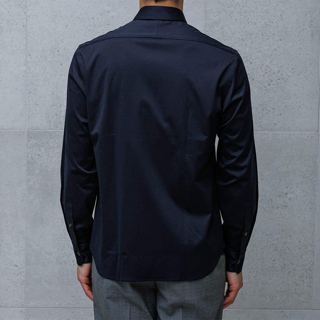 GIZA45 Horizontal Collar Shirt: Navy