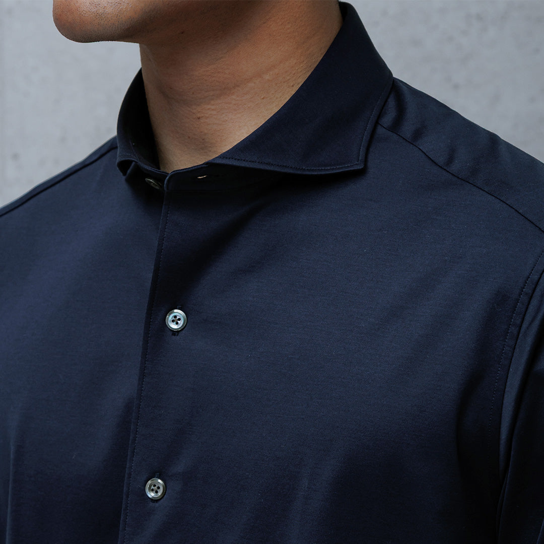 GIZA45 Horizontal Collar Shirt: Navy