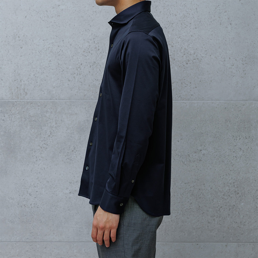 GIZA45 Horizontal Collar Shirt: Navy