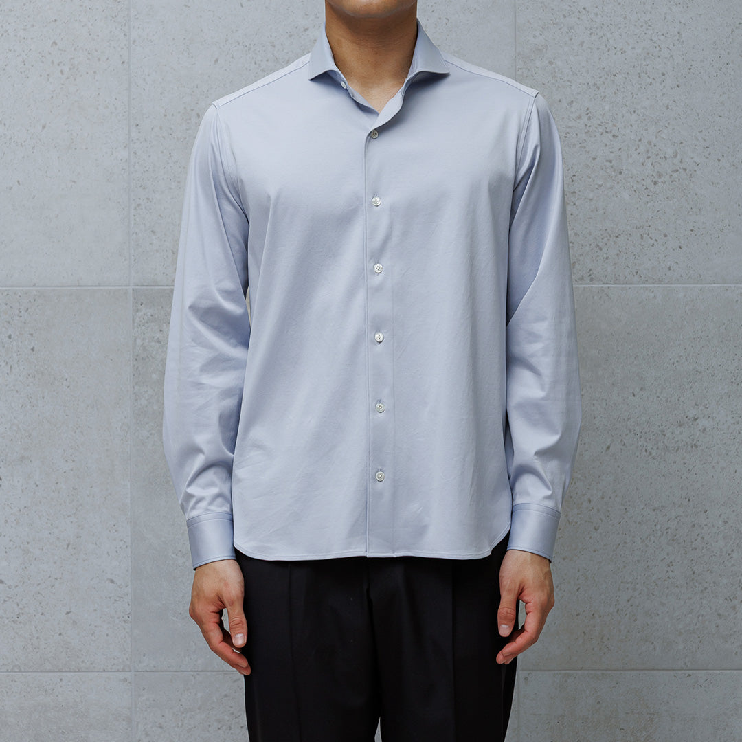 GIZA45 Horizontal Collar Shirt: Sax