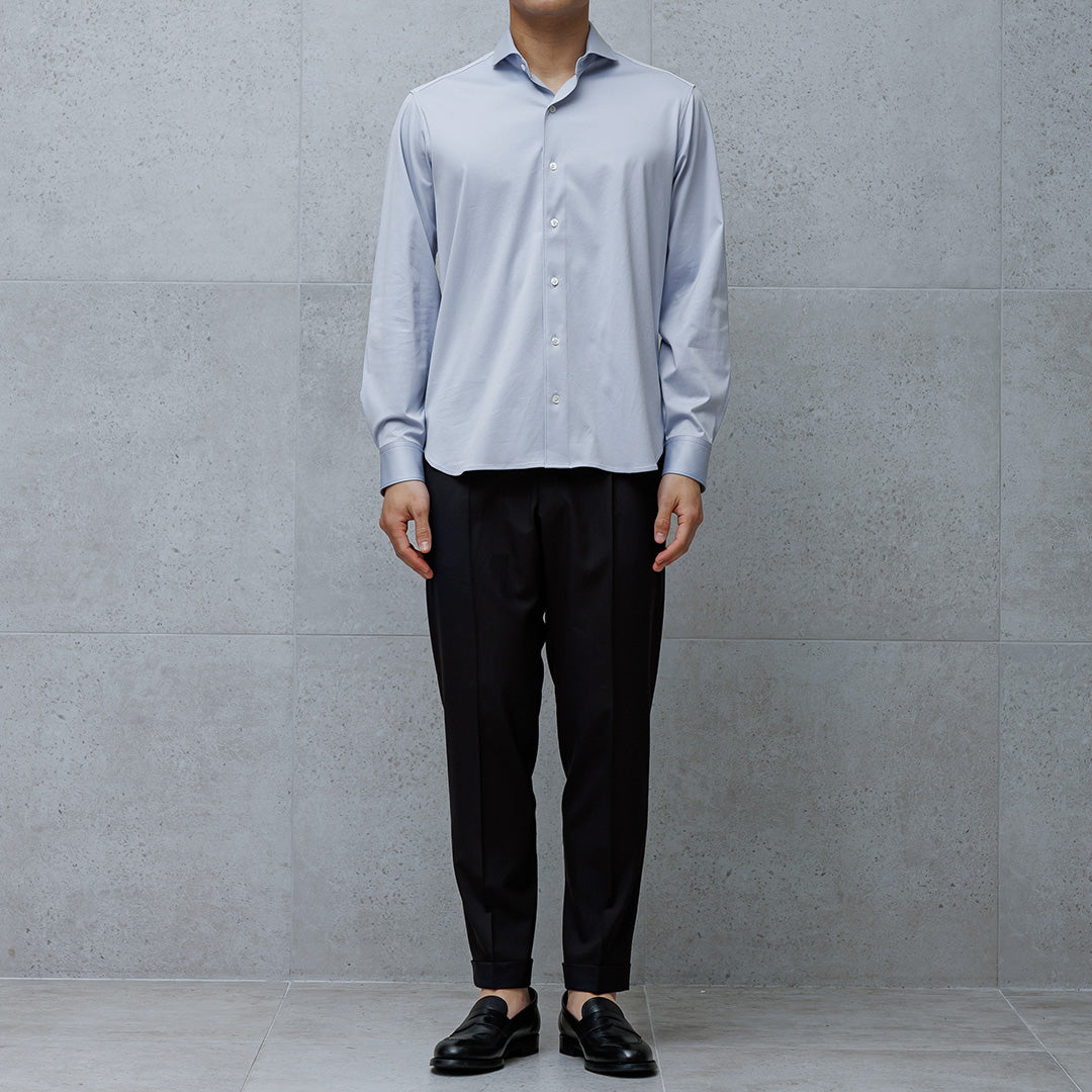 GIZA45 Horizontal Collar Shirt: Sax