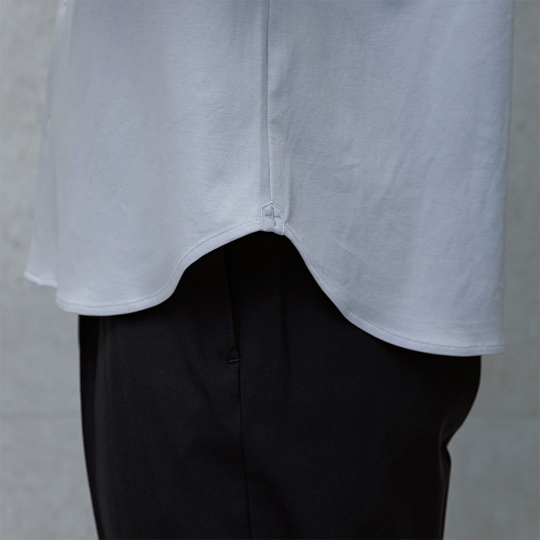 GIZA45 Horizontal Collar Shirt: Sax
