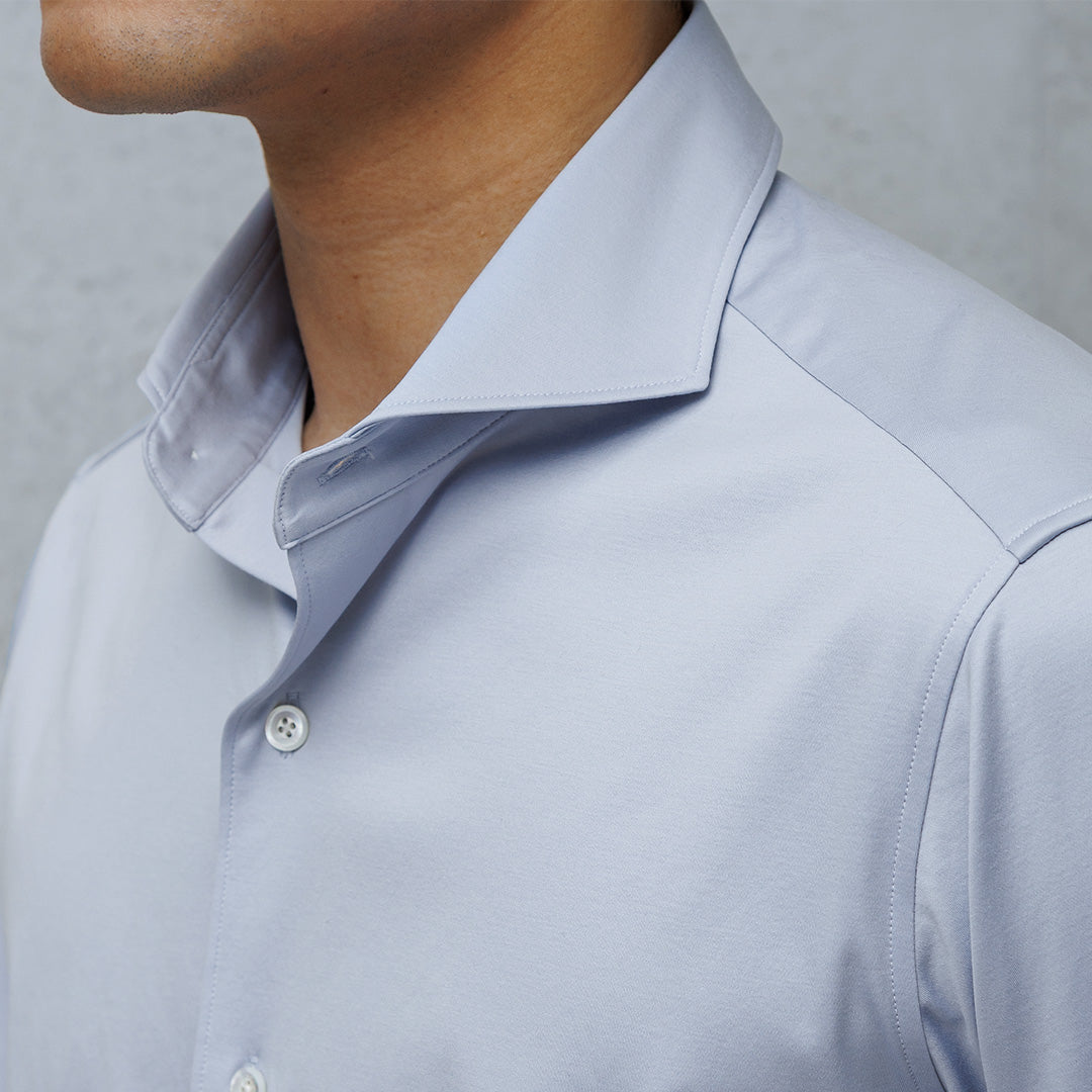 GIZA45 Horizontal Collar Shirt: Sax