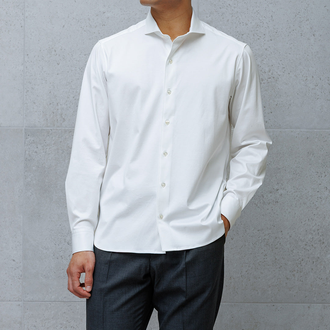GIZA45 Horizontal Collar Shirt: White
