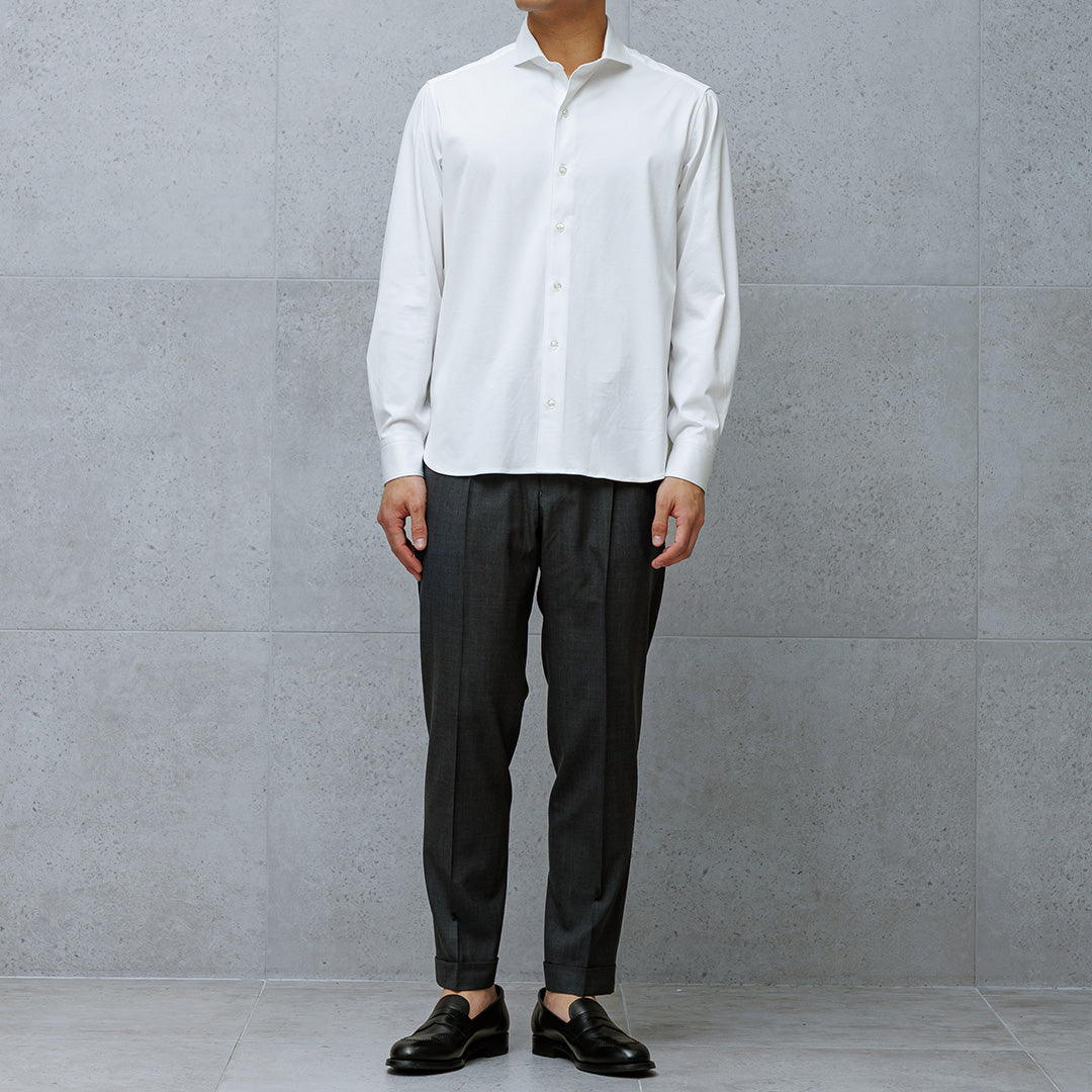 GIZA45 Horizontal Collar Shirt: White