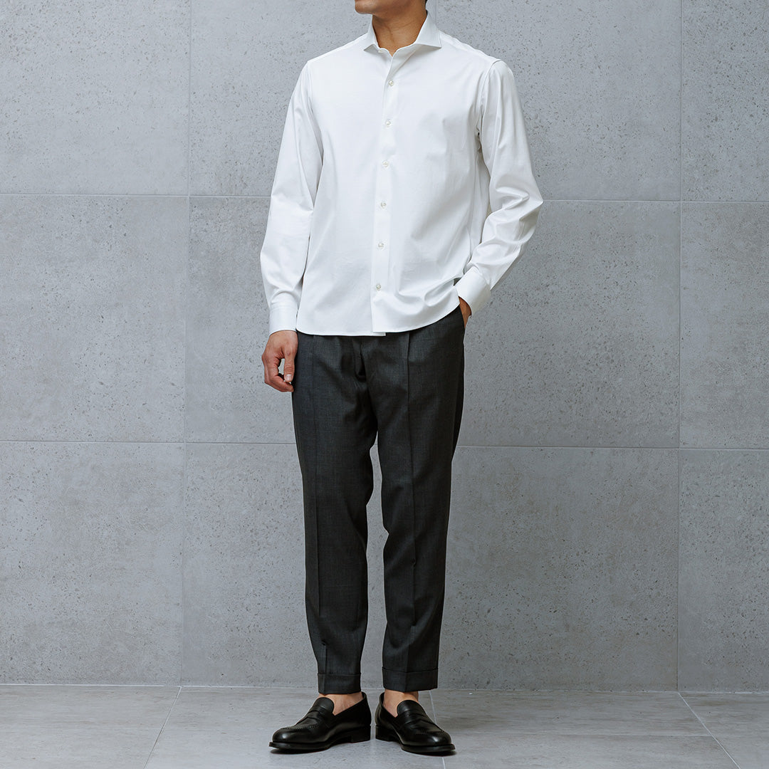 GIZA45 Horizontal Collar Shirt: White