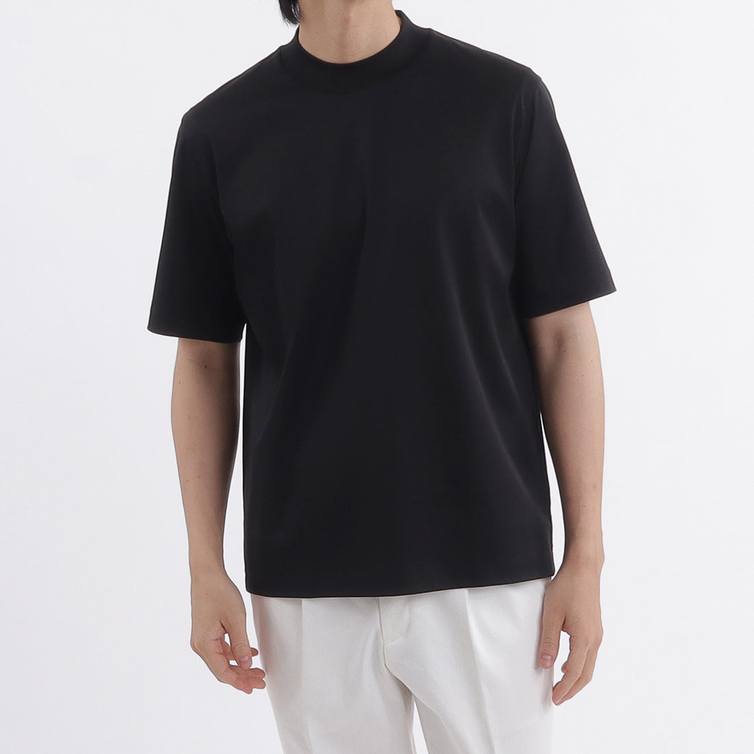 まっく GIZA45 モックネックドレスTシャツ ブラック | ＋CLOTHET ONLINE