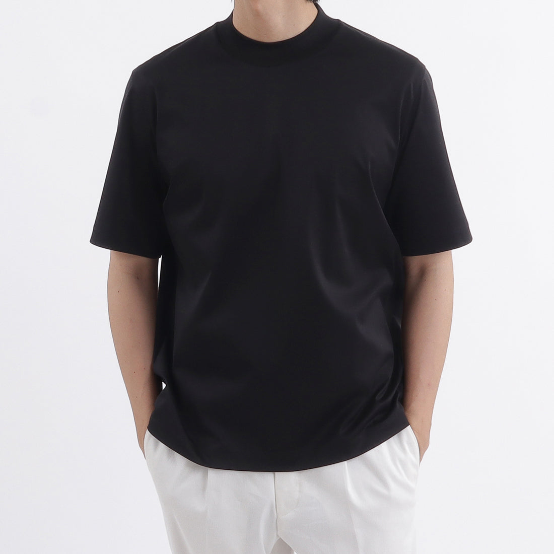 GIZA45 モックネックドレスTシャツ ブラック | ＋CLOTHET ONLINE