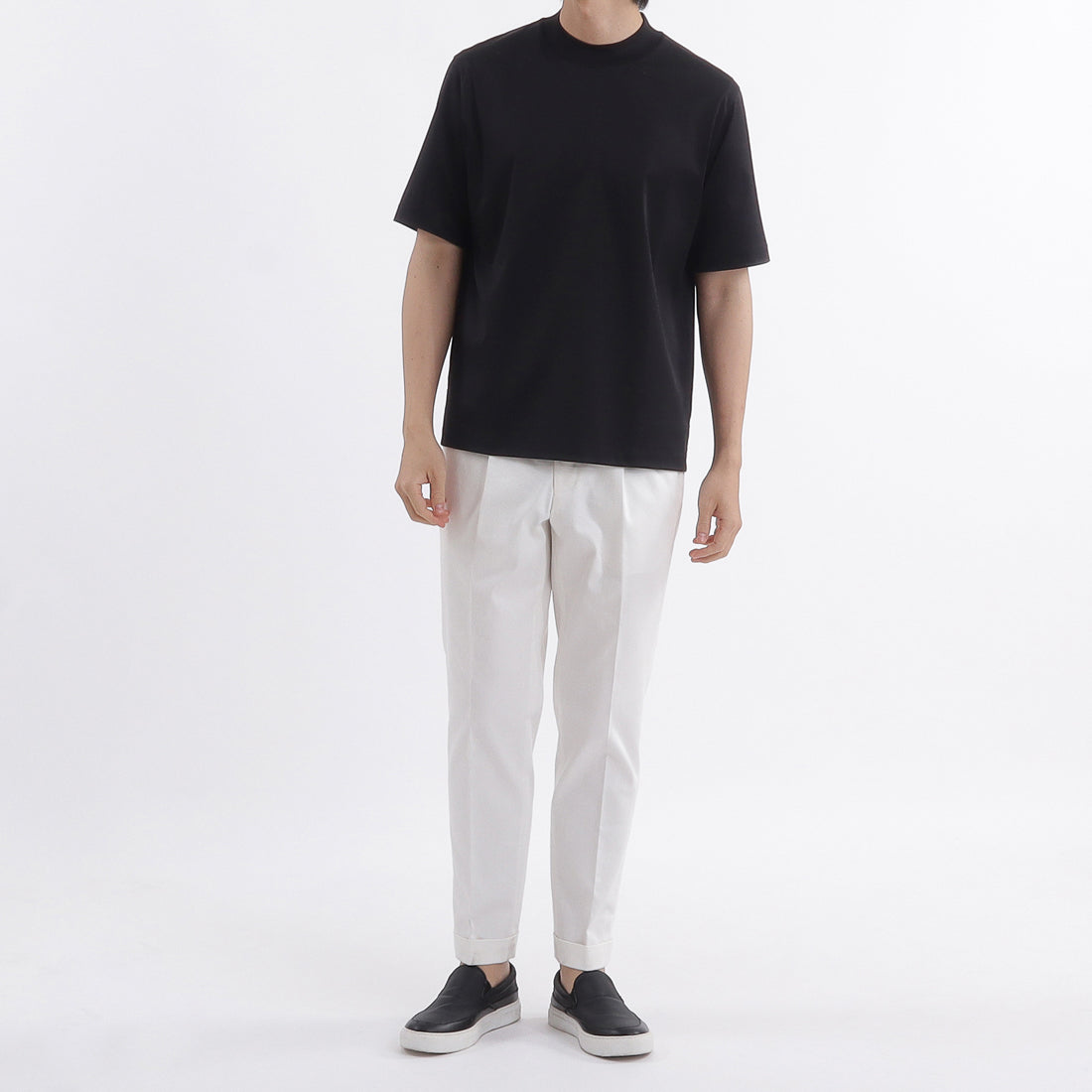 GIZA45 モックネックドレスTシャツ ブラック | ＋CLOTHET ONLINE