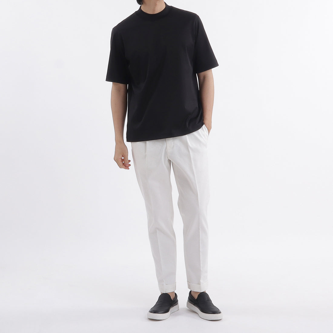 GIZA45 モックネックドレスTシャツ ブラック | ＋CLOTHET ONLINE