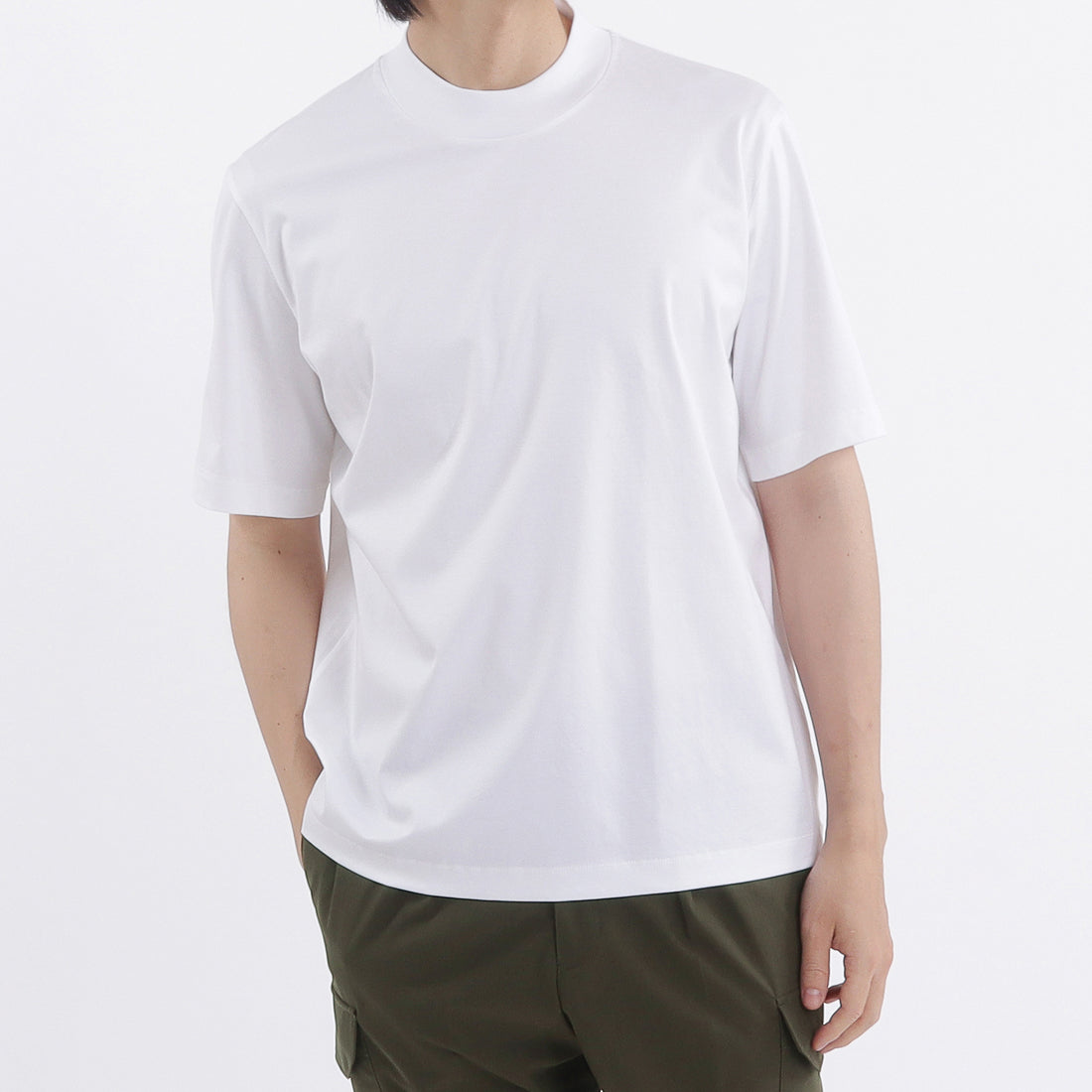 GIZA45 モックネックドレスTシャツ ホワイト | ＋CLOTHET ONLINE