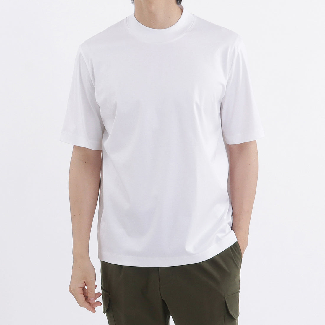 GIZA45 モックネックドレスTシャツ ホワイト | ＋CLOTHET ONLINE