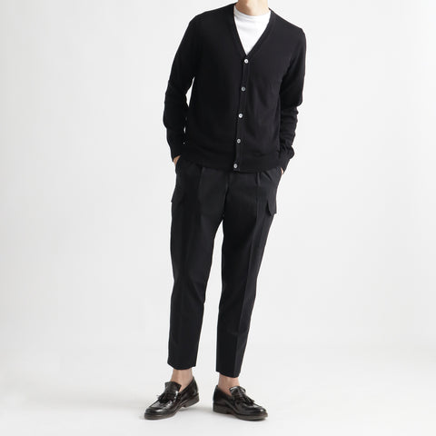 High Twist Cotton Panama Cargo Trousers Color: Black