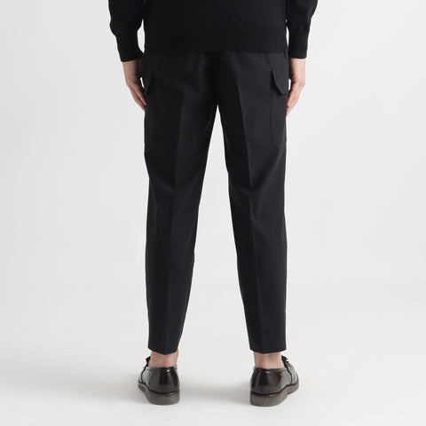 High Twist Cotton Panama Cargo Trousers Color: Black