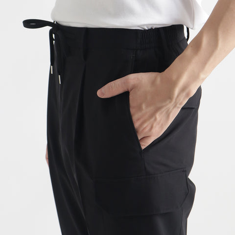 High Twist Cotton Panama Cargo Trousers Color: Black