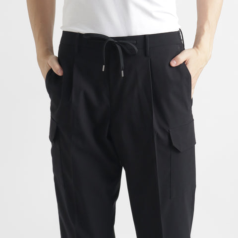 High Twist Cotton Panama Cargo Trousers Color: Black