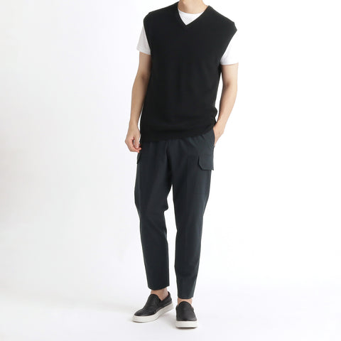 High Twist Cotton Panama Cargo Trousers Color: Navy