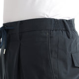 High Twist Cotton Panama Cargo Trousers Color: Navy