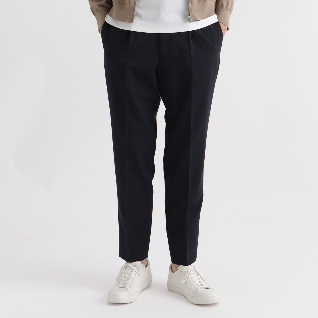 P/Wトロピカル ワンプリーツトラウザー ネイビー | ＋CLOTHET ONLINE