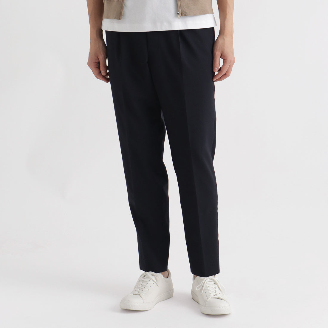 P/Wトロピカル ワンプリーツトラウザー ネイビー | ＋CLOTHET ONLINE