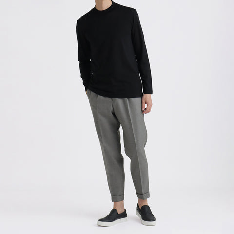 Wool Tailored Mock Neck Long Sleeve T-shirt Color: Black