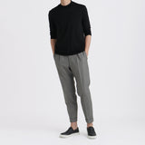 Wool Tailored Mock Neck Long Sleeve T-shirt Color: Black