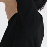 Wool Tailored Mock Neck Long Sleeve T-shirt Color: Black