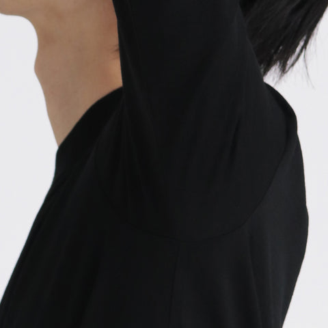 Wool Tailored Mock Neck Long Sleeve T-shirt Color: Black