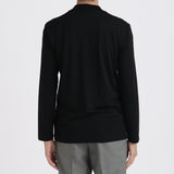 Wool Tailored Mock Neck Long Sleeve T-shirt Color: Black