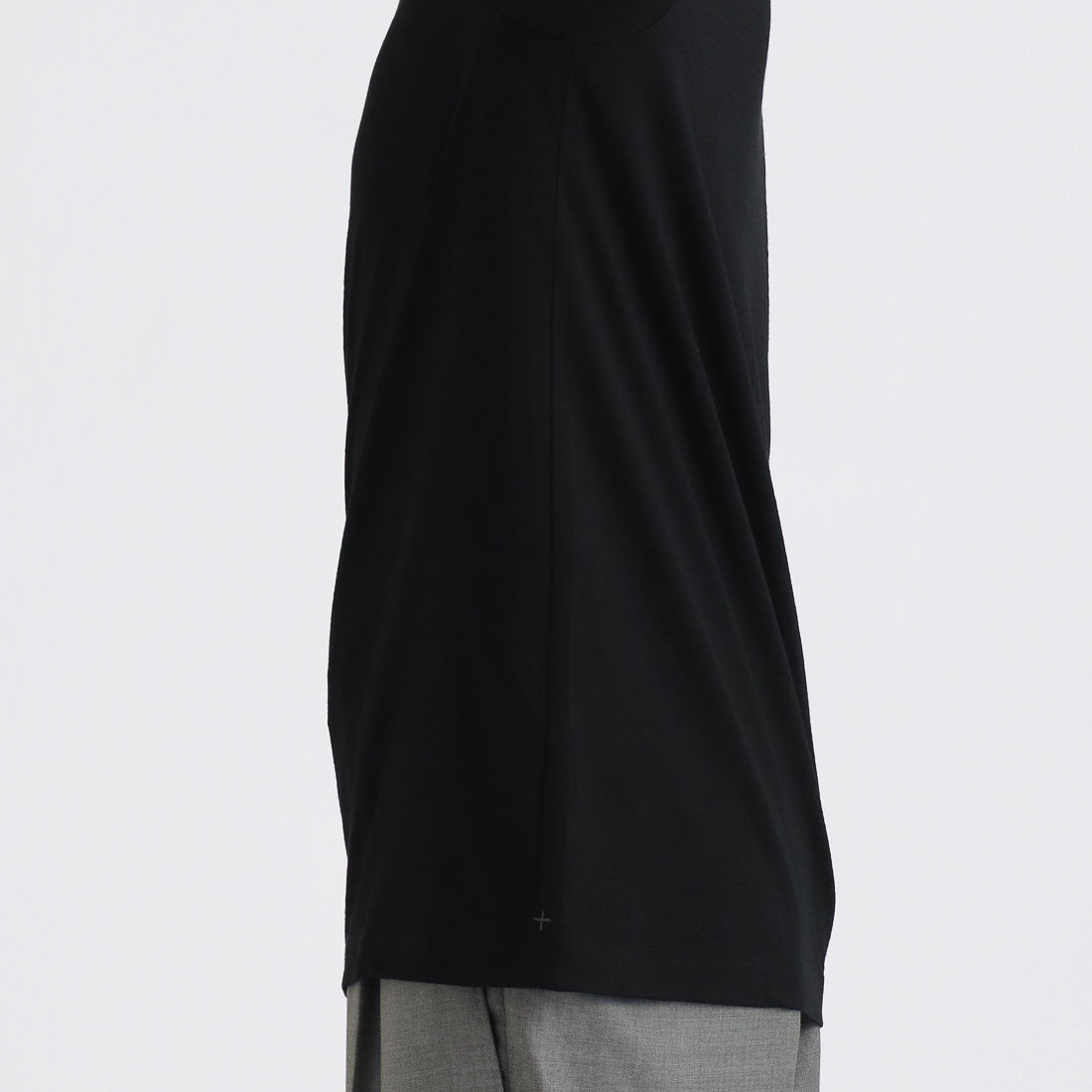 Wool Tailored Mock Neck Long Sleeve T-shirt Color: Black