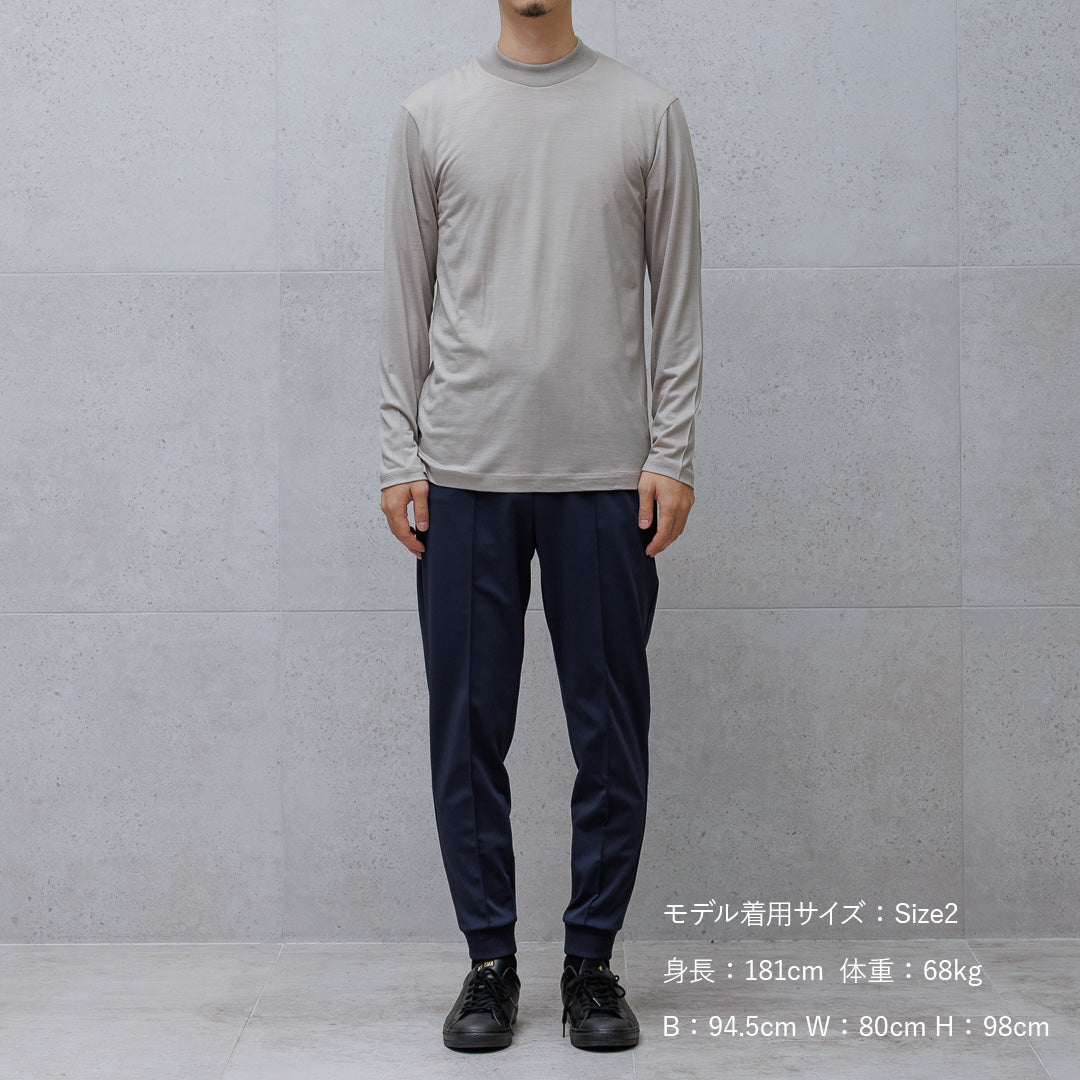 Wool Tailored Mock Neck Long Sleeve T-shirt Color: Ecru