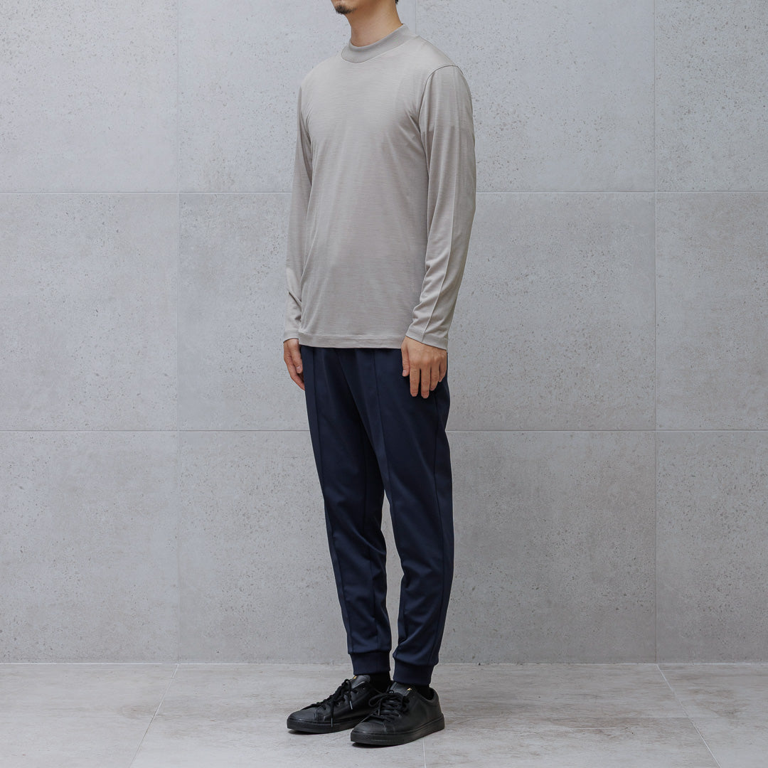Wool Tailored Mock Neck Long Sleeve T-shirt Color: Ecru