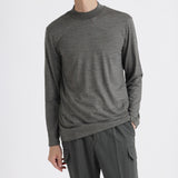 Wool Tailored Mock Neck Long Sleeve T-shirt Color: Gray