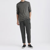 Wool Tailored Mock Neck Long Sleeve T-shirt Color: Gray