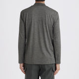 Wool Tailored Mock Neck Long Sleeve T-shirt Color: Gray