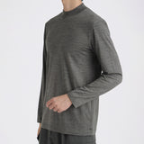 Wool Tailored Mock Neck Long Sleeve T-shirt Color: Gray