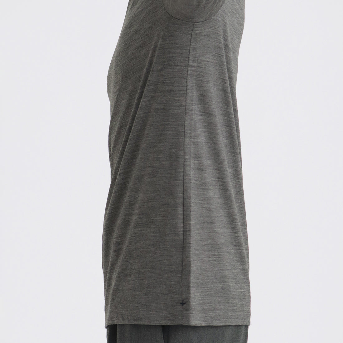 Wool Tailored Mock Neck Long Sleeve T-shirt Color: Gray