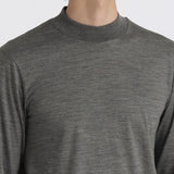 Wool Tailored Mock Neck Long Sleeve T-shirt Color: Gray
