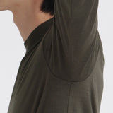 Wool Tailored Mock Neck Long Sleeve T-shirt Color: Khaki