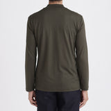 Wool Tailored Mock Neck Long Sleeve T-shirt Color: Khaki